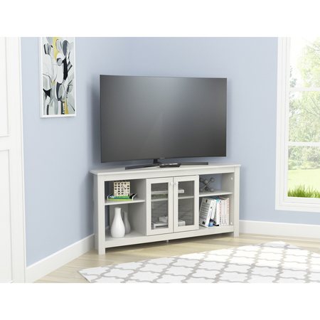 INVAL Corner TV Stand 50 in. W Washed Oak Fits TVs Up to 60 in. with Adjustable Shelves MTV-20119